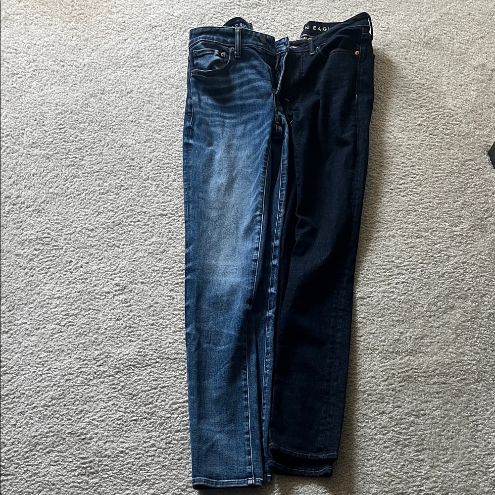 American Eagle Outfitters Men's Slim Jeans - Blue and Black
